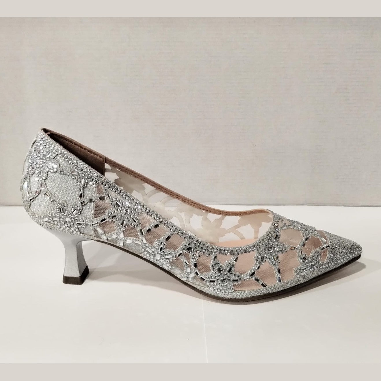 Misstyl By Laura Vita Mima 01 SILVER Stunning Jeweled Upper Court Shoe