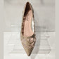 Misstyl by Laura Vita Mima 01 GOLD Jewelled Low Heel Court Shoe