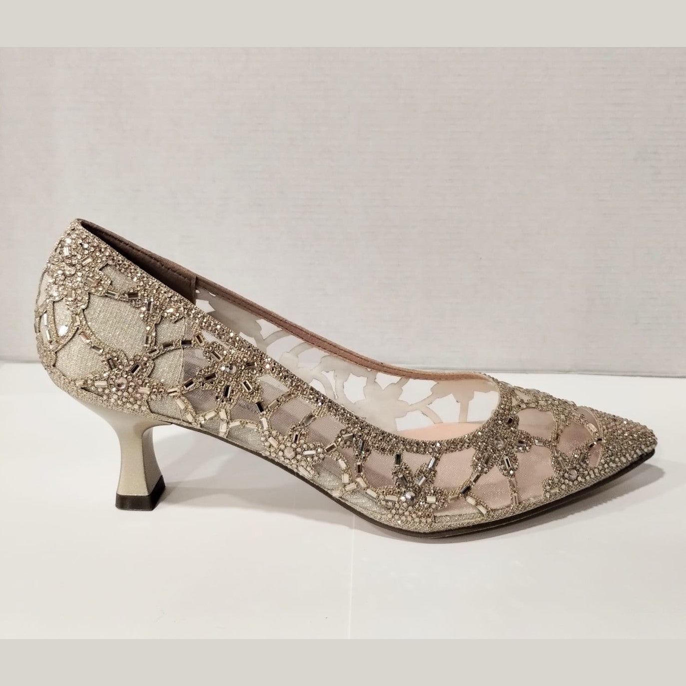 Misstyl by Laura Vita Mima 01 GOLD Jewelled Low Heel Court Shoe