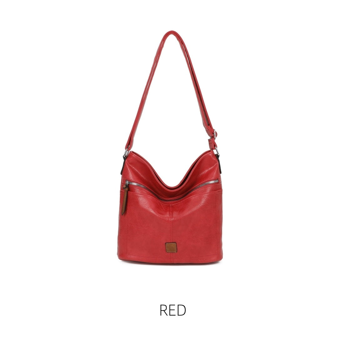 Moda Express 9058 RED Multi Pocket Shoulder Crossbody Handbag