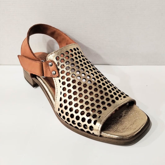 Modella Beatrice Gold Soft Leather Punched Upper Sandal