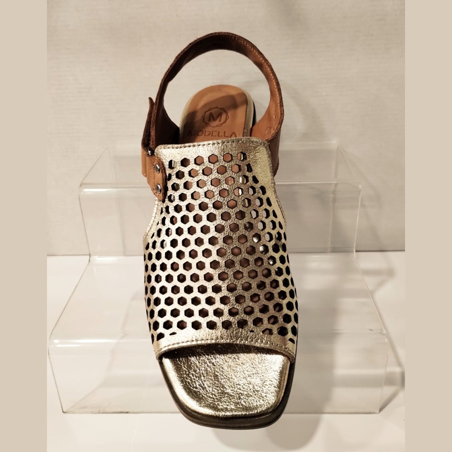 Modella Beatrice Gold Soft Leather Punched Upper Sandal