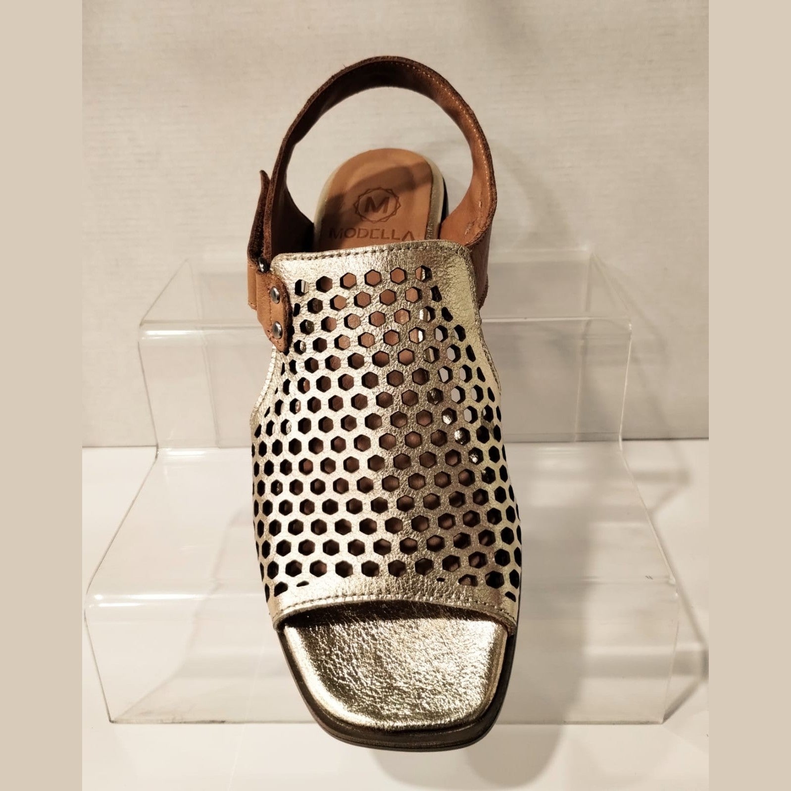 Modella Beatrice Gold Soft Leather Punched Upper Sandal