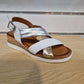 Modella Lyla White / Metallic Soft Leather Low Wedge Sandal