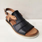 Modella Lyra Navy Soft Leather Wedge Heel Gladiator Style Sandal