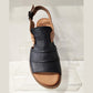 Modella Lyra Navy Soft Leather Wedge Heel Gladiator Style Sandal