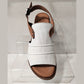 Modella Lyra White Soft Leather Wedge Heel Gladiator Style Sandal