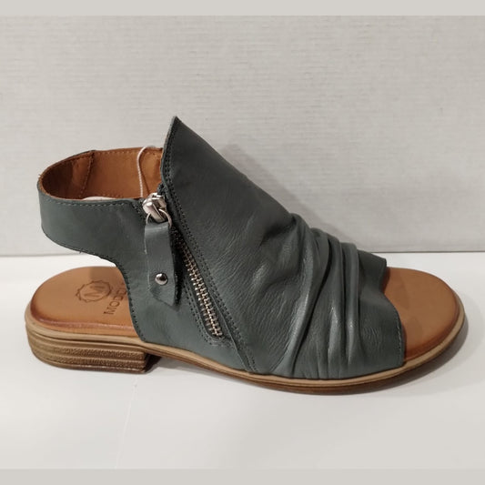 Modella Maisie Steel Blue / Grey Soft Leather High Fronted Gladiator Sandal with Zip