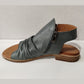 Modella Maisie Steel Blue / Grey Soft Leather High Fronted Gladiator Sandal with Zip