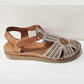 Modella Onyx MUSHROOM Soft Leather T Bar Sandal