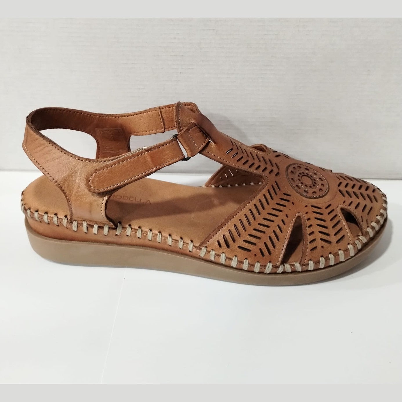 Modella Onyx Tan / KHAKI Soft Leather T Bar Sandal