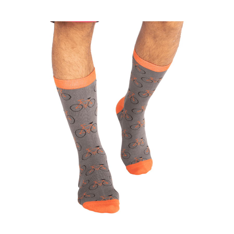 Mr Heron Bike Stripe GREY Quality Bamboo Socks MH168