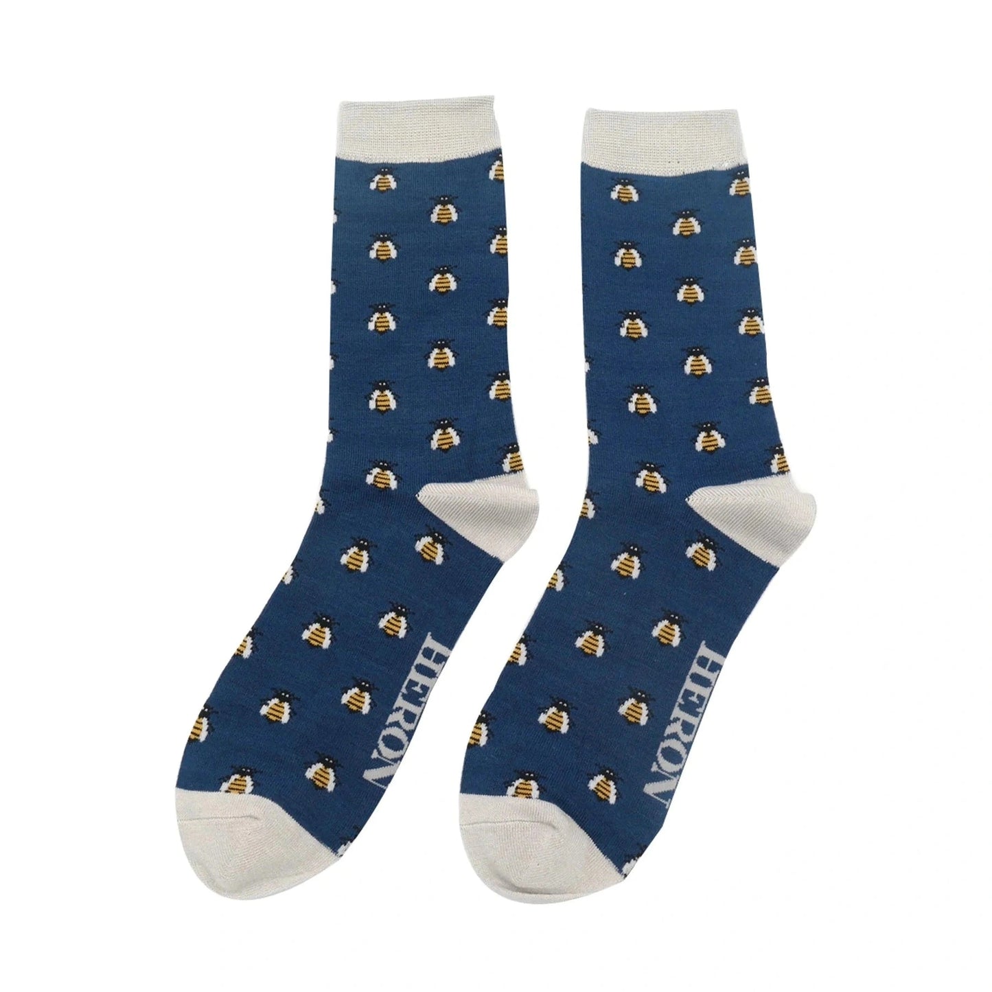Mr Heron Honey Bees Mens Quality Bamboo Socks NAVY MH171