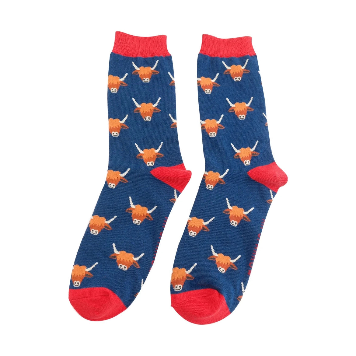 Mr Sparrow Highland Cow NAVY Quality Bamboo Socks MR065