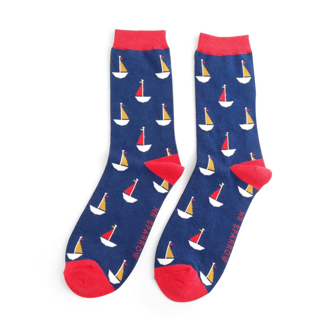 Mr Sparrow Little Boats Quality Bamboo Socks NAVY MR032