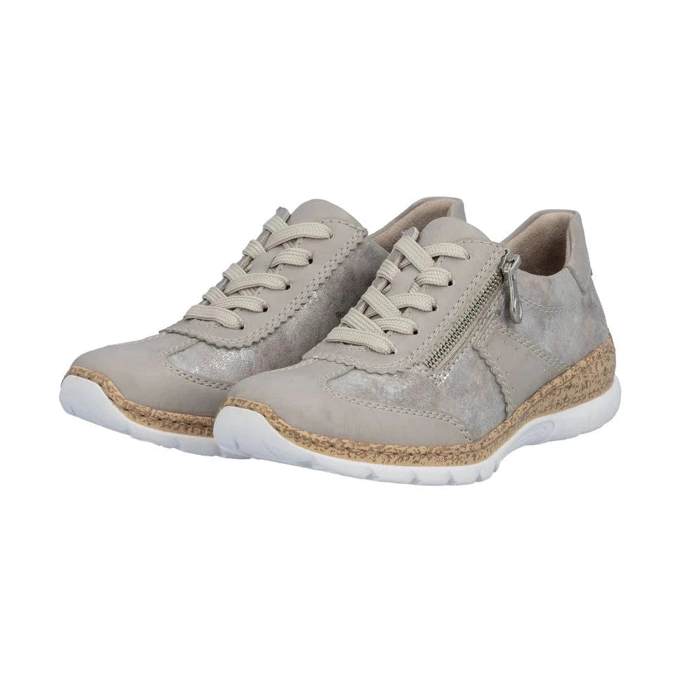 Rieker N4221 ROSE Gold Trainer Style Shoe With Zip N4221-90