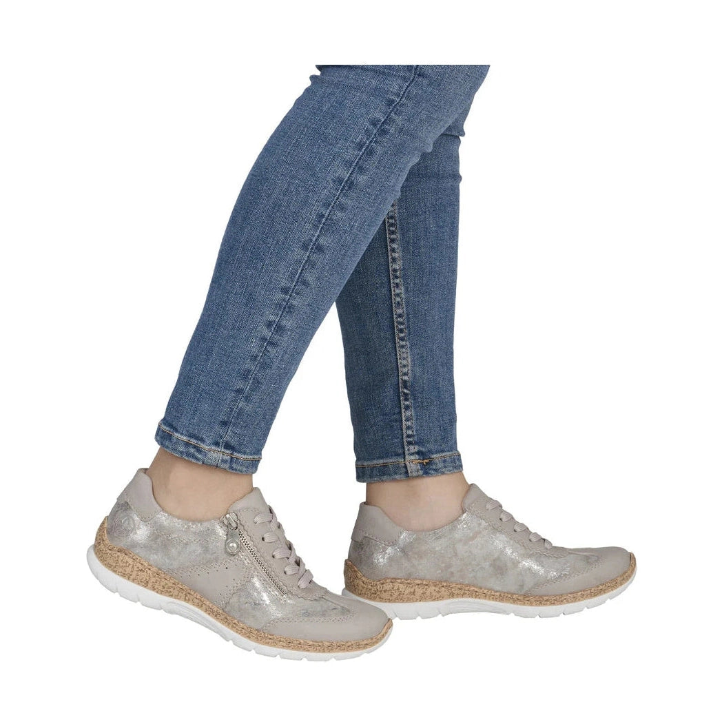 Rieker N4221 ROSE Gold Trainer Style Shoe With Zip N4221-90