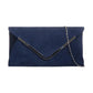 NAVY Faux Suede Clutch Bag With Chain Z320