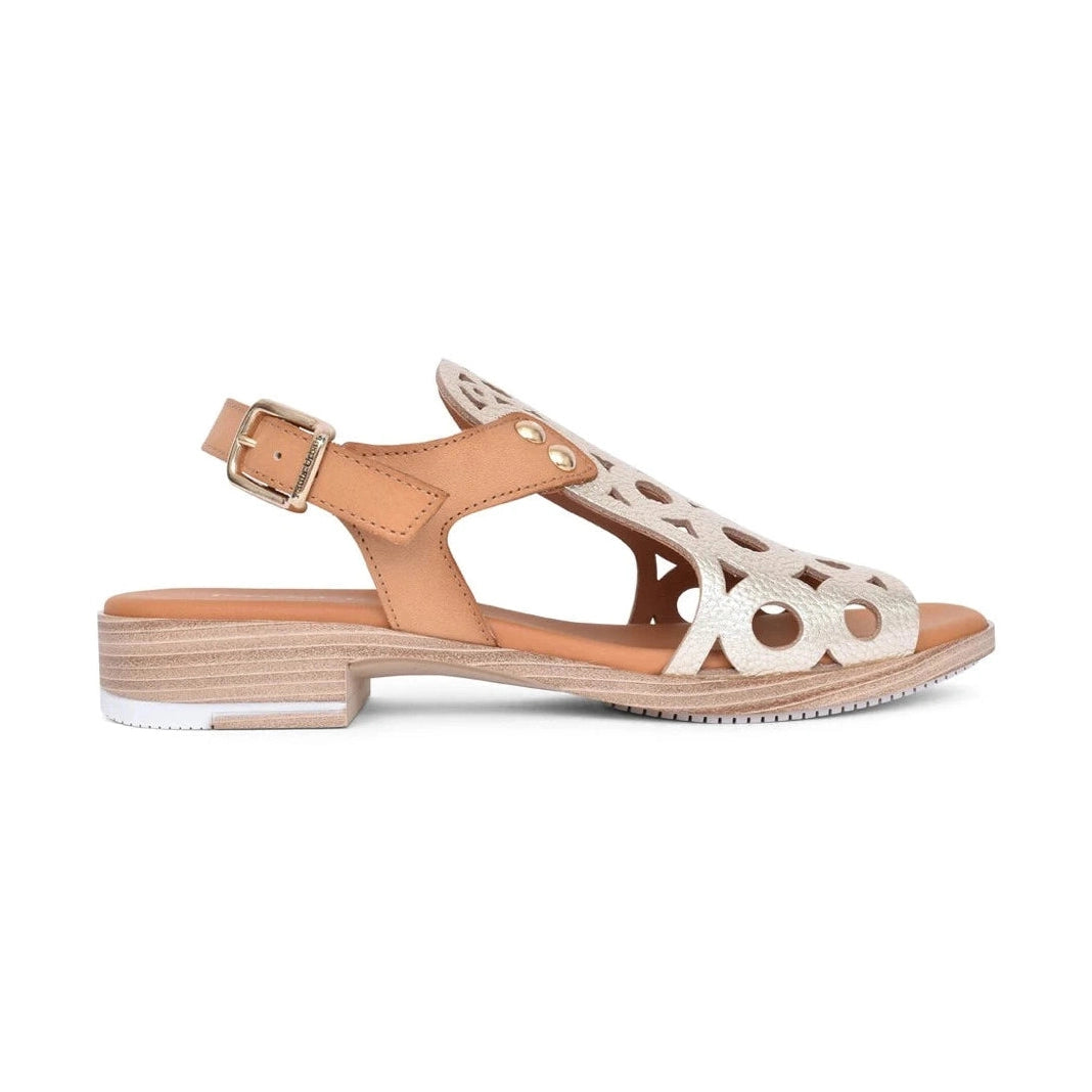 Paula Urban Classic Casual Sandal 9-654 in PLATINO / CAMEL