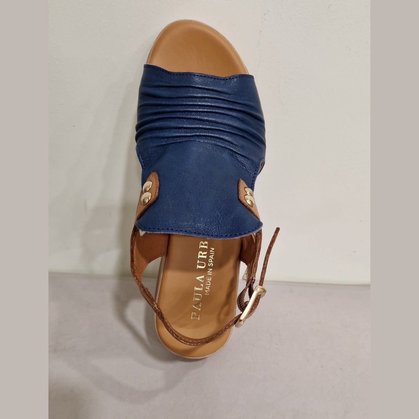 Paula Urban Riviera 24-17 Soft Leather Wedge Sandal MARINO/ CAMEL