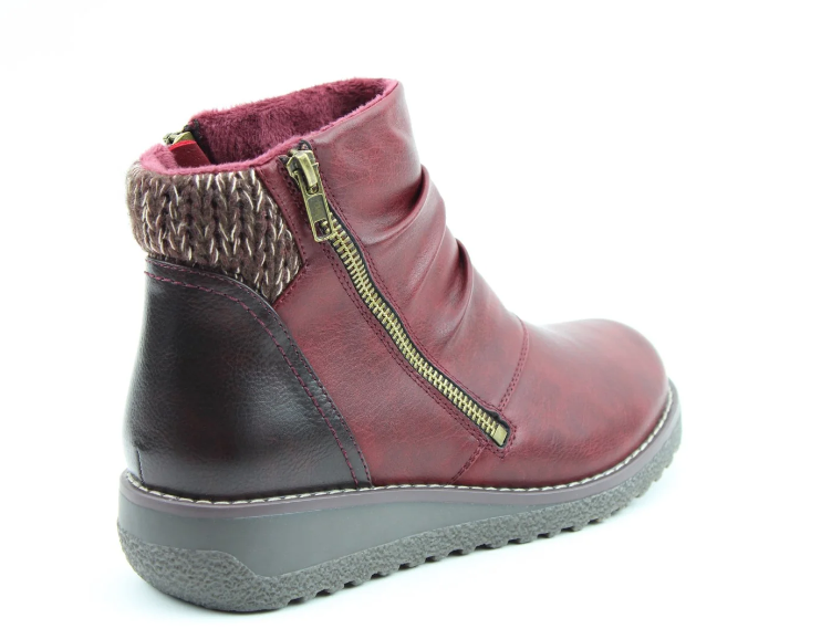 Heavenly Feet Perry RUBY Wedge Zip Vegan Friendly Ankle Boot