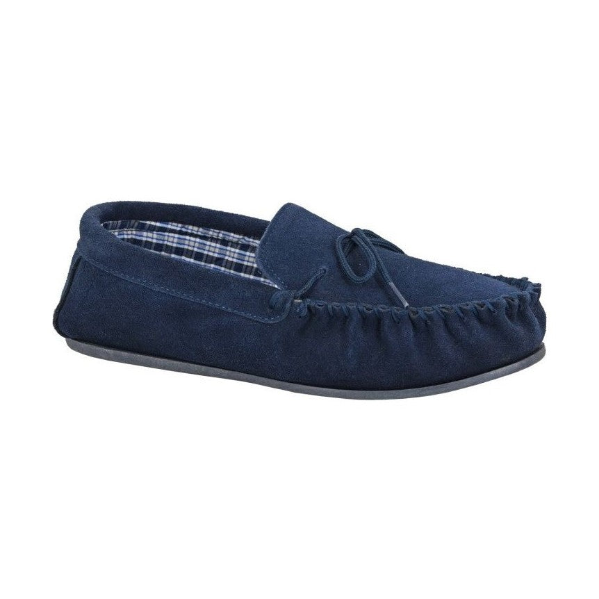 Products Mokkers M245 Bruce Navy Suede Leather Moccassin Slipper
