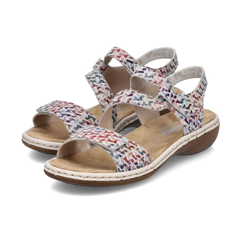 RIEKER Sandal with touch fastening Leather MULTI 659C7-94