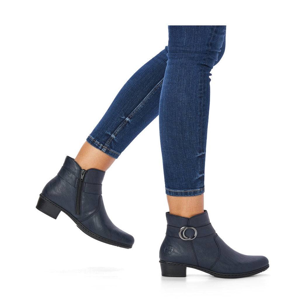 Reiker Ladies Boot Classic Ankle Boot with Zip Y0775-15 NAVY