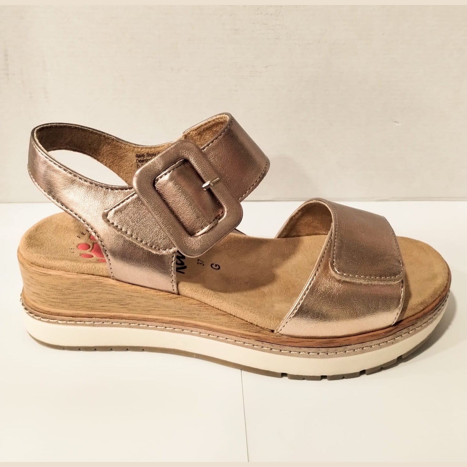 Relife 26701-03 LIGHT GOLD Touch Fastening Twin Strap Wedge Sandal