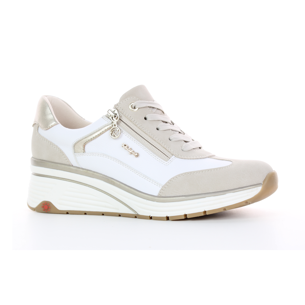 Relife 26705-01 White Wedge Heel Trainer Style Shoe With Zip