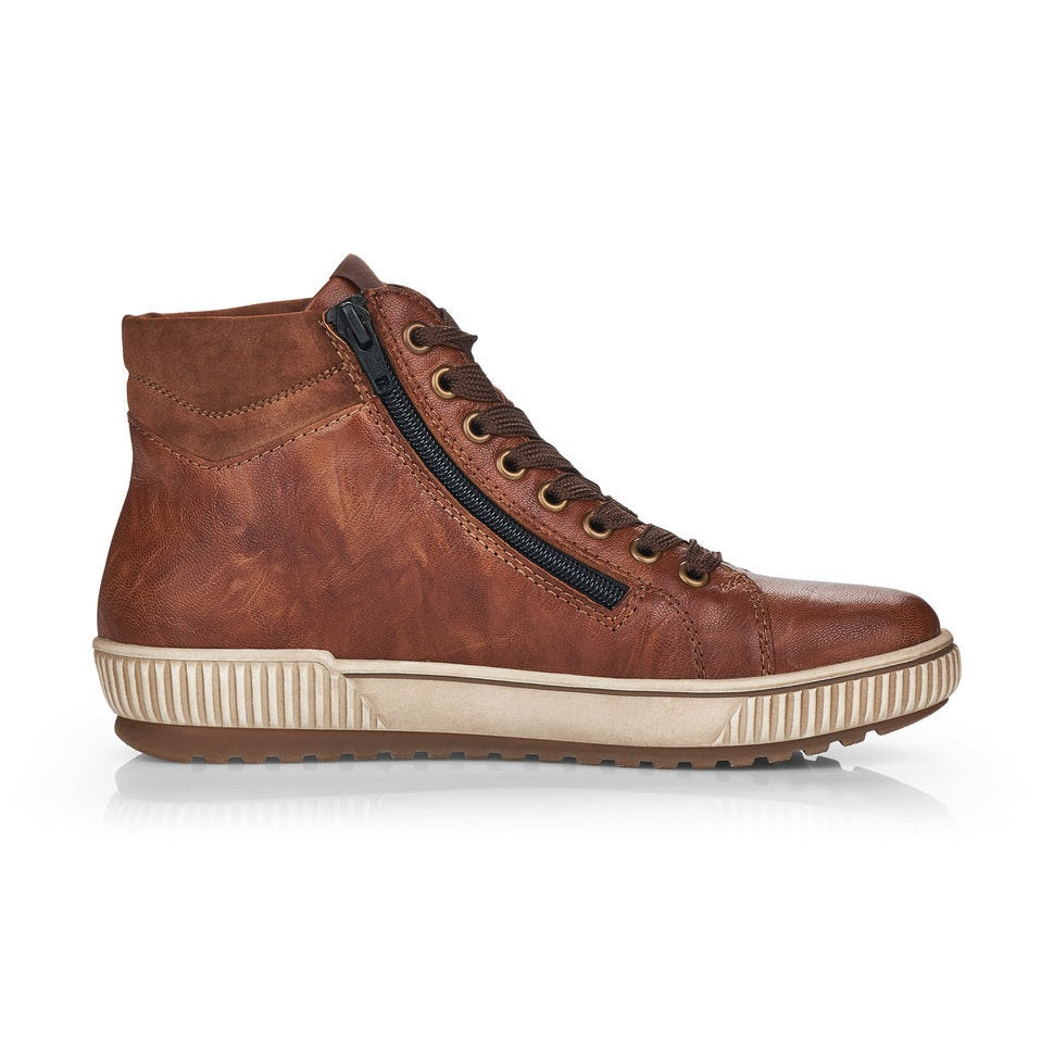 Remonte Ankle Boot D0772-22 BROWN LEATHER with Lace and Zip
