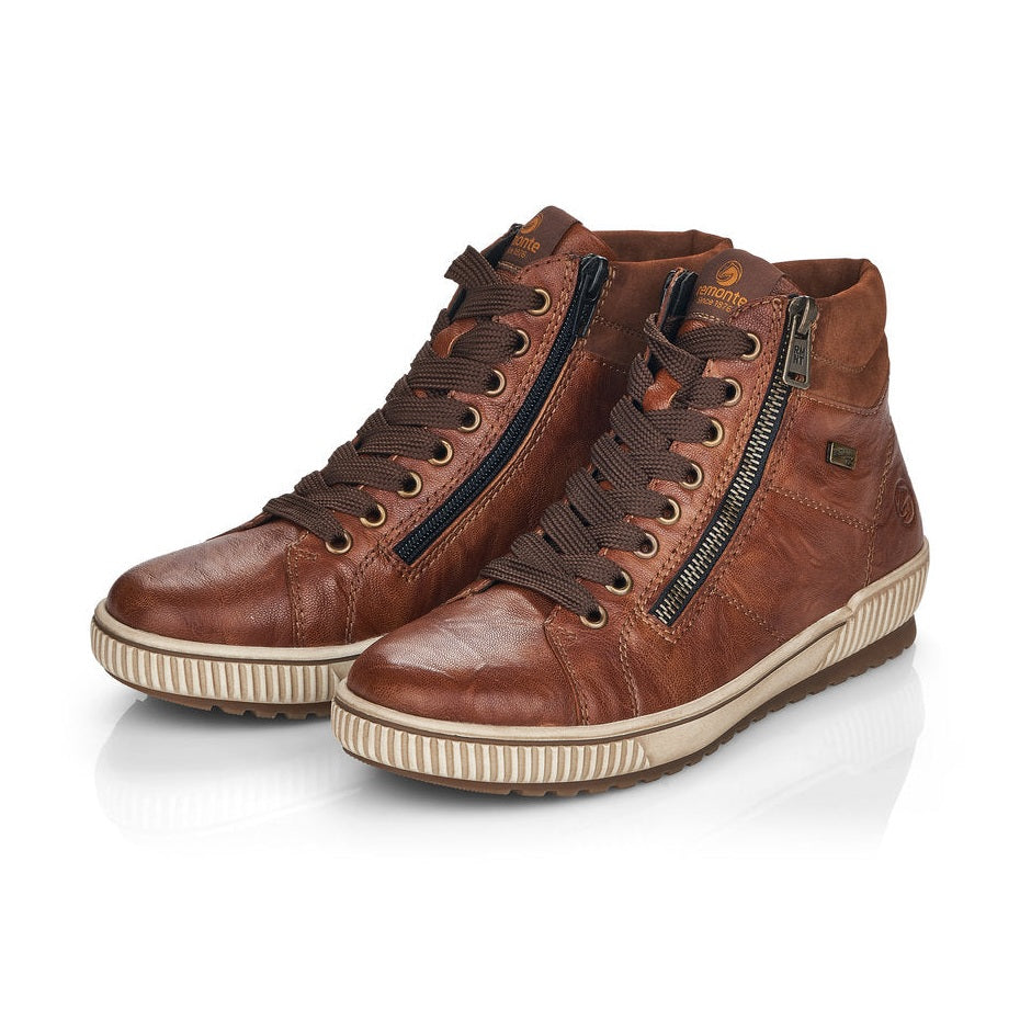 Remonte Ankle Boot D0772-22 BROWN LEATHER with Lace and Zip