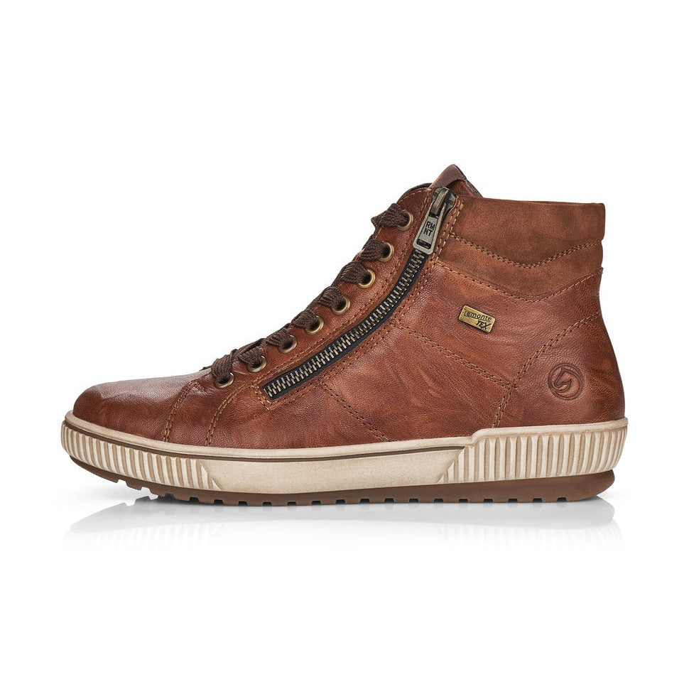 Remonte Ankle Boot D0772-22 BROWN LEATHER with Lace and Zip
