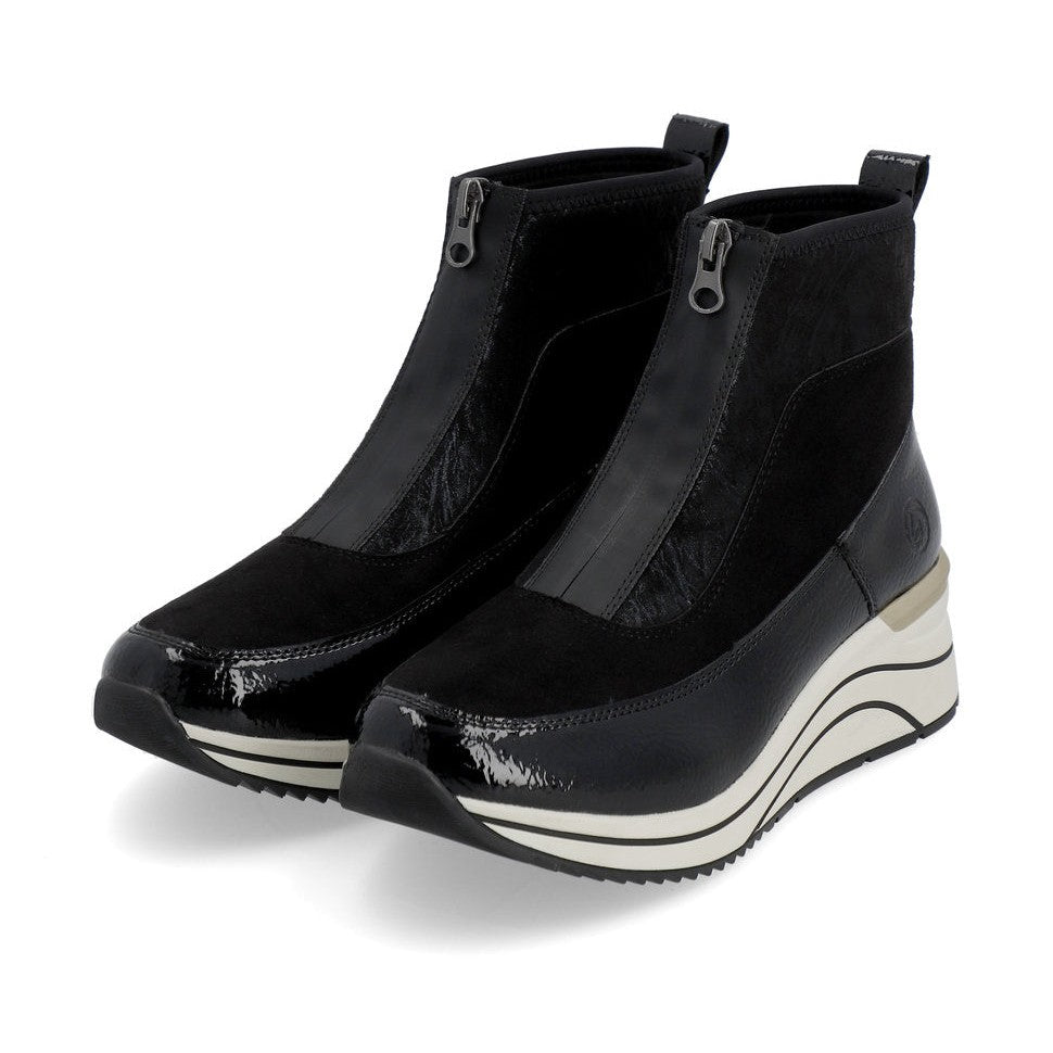 Remonte Ankle Boot D0T71-01 BLACK with front Zip