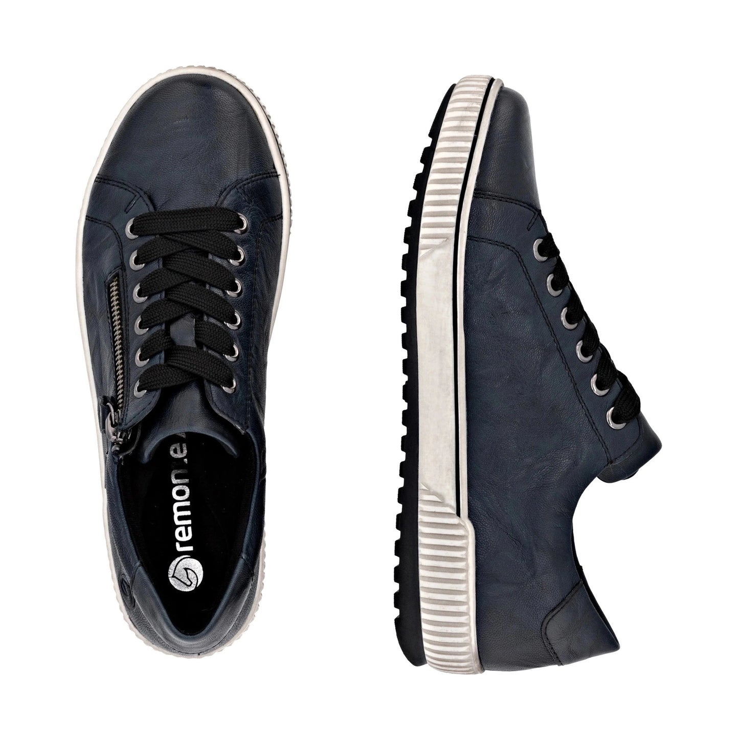 Remonte D0700 BLUE Leather Water Resistant Lace Shoe with Zip D0700-15