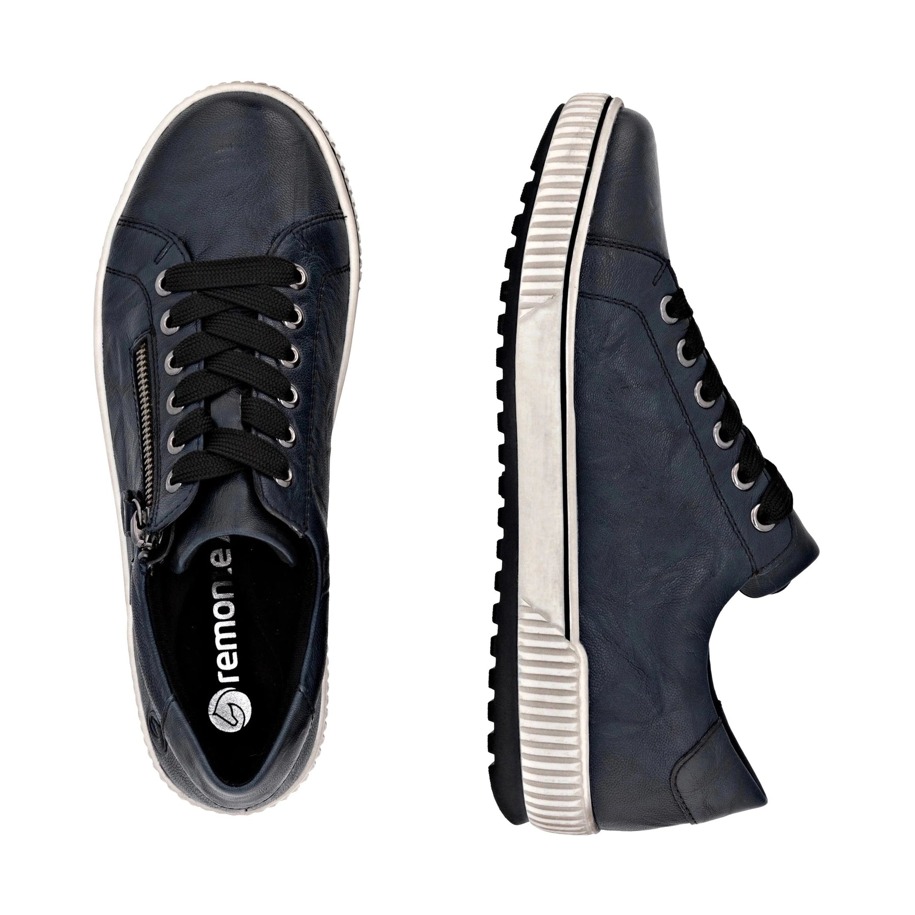 Remonte D0700 BLUE Leather Water Resistant Lace Shoe with Zip D0700-15