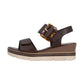 Remonte D2L53-25 Brown Leather Touch Fastening Low Wedge Sandal