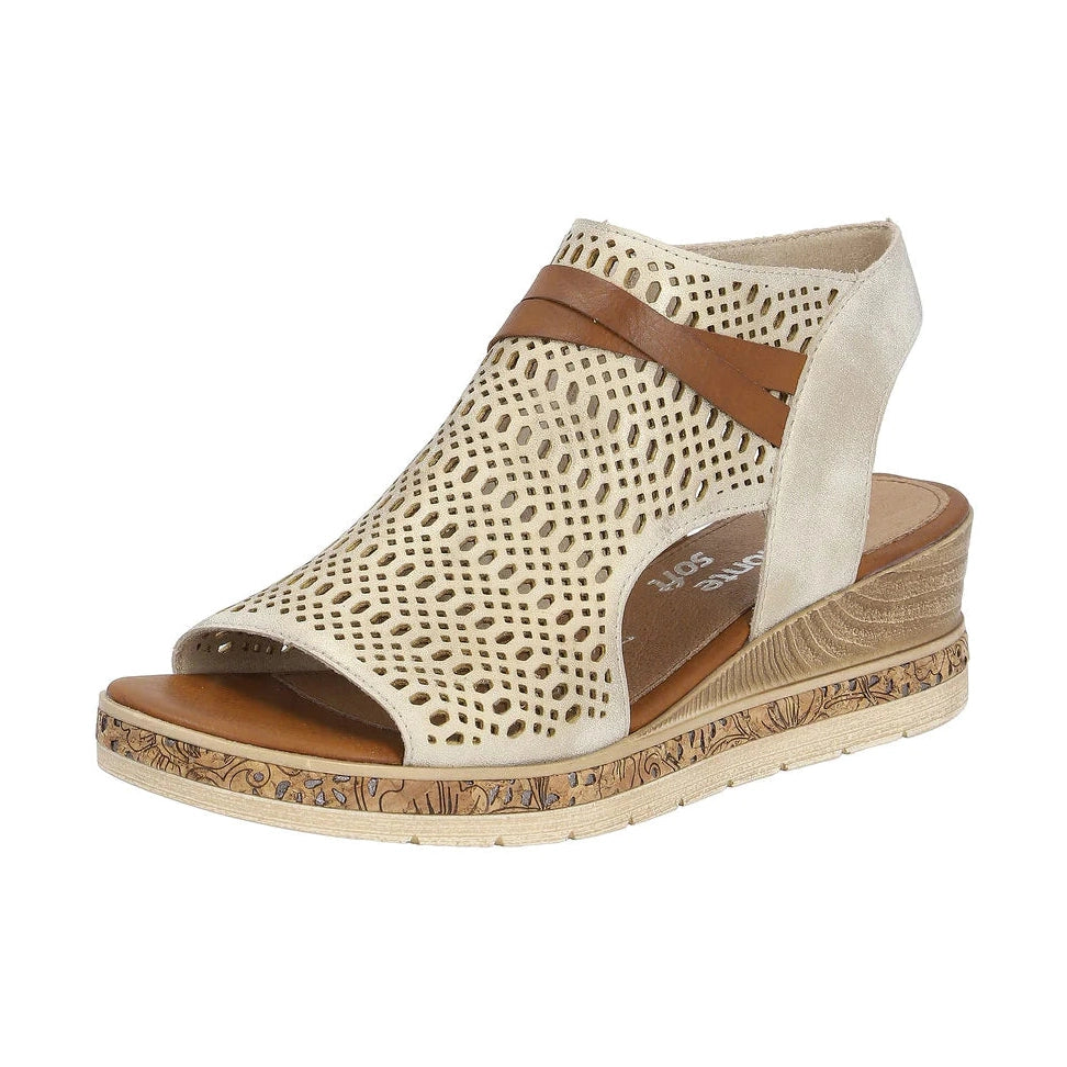 Remonte Gladiator Style low Wedge Metallic Gold Sandal D3075-60