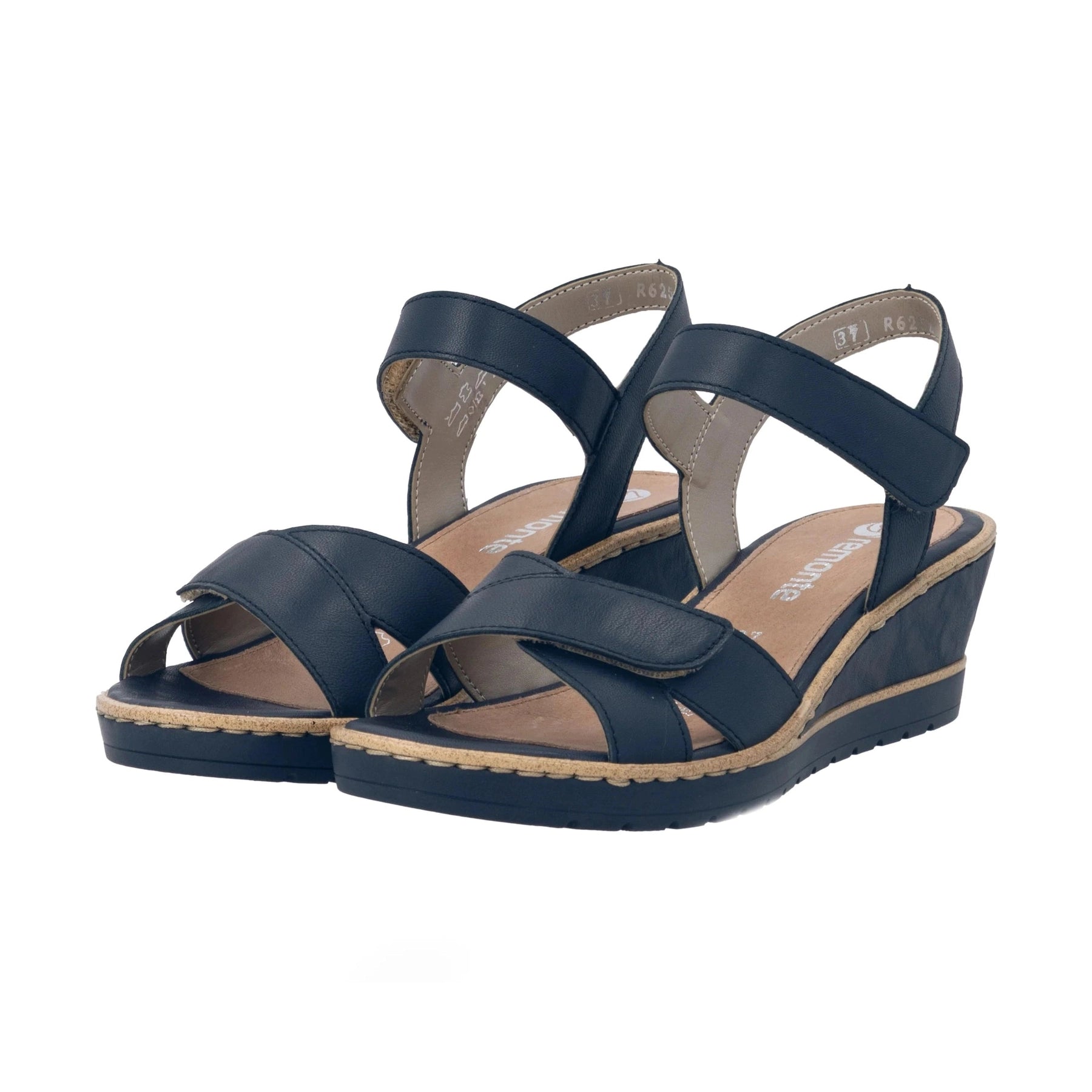 Remonte R6252 NAVY Leather Touch Fastening Wedge Sandal R6252-16