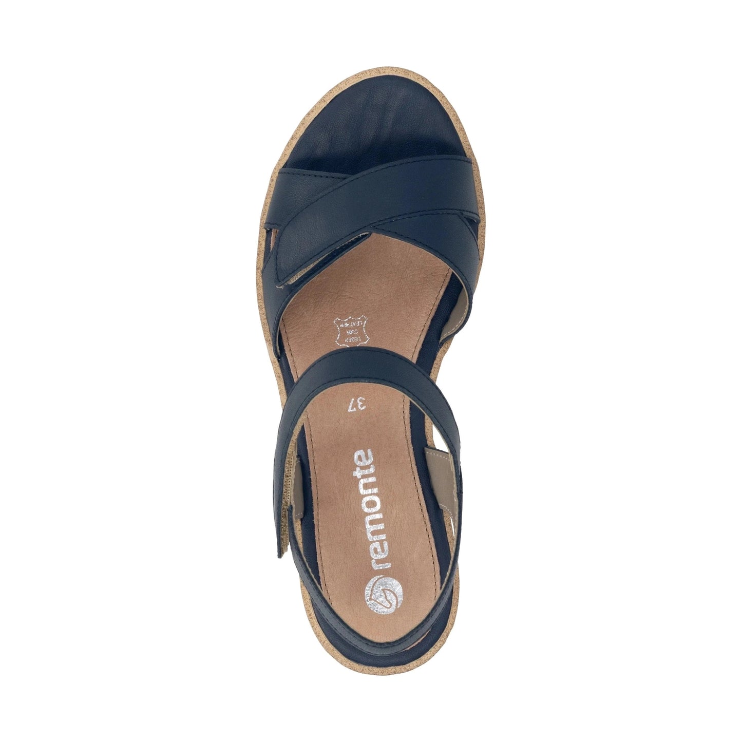 Remonte R6252 NAVY Leather Touch Fastening Wedge Sandal R6252-16