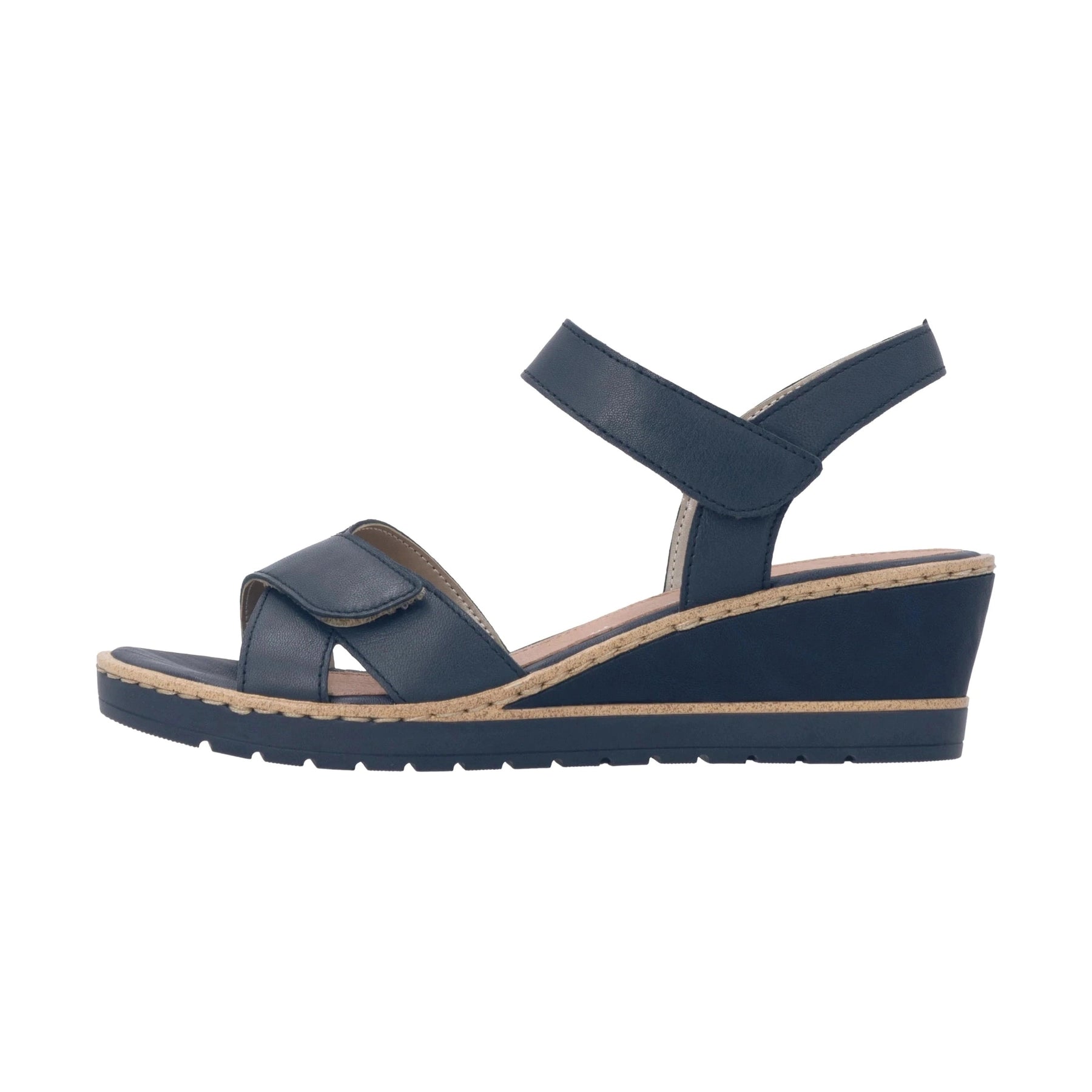 Remonte R6252 NAVY Leather Touch Fastening Wedge Sandal R6252-16