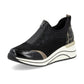 Remonte Trainer Style Shoe with wedge sole and zip front D0t08-02 BLACK COMB