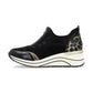 Remonte Trainer Style Shoe with wedge sole and zip front D0t08-02 BLACK COMB