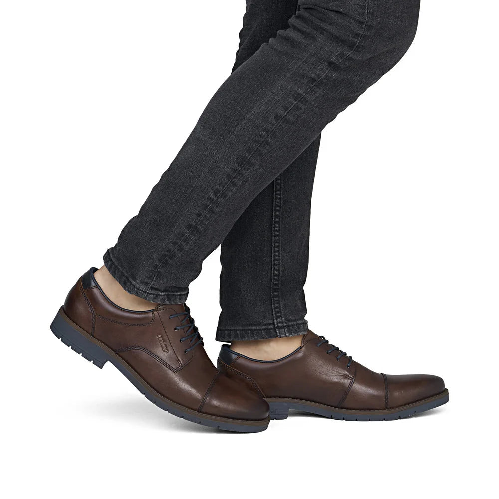 Rieker 13901 BROWN  Wide Fitting Lace Up Toe Cap Shoe 13901-25