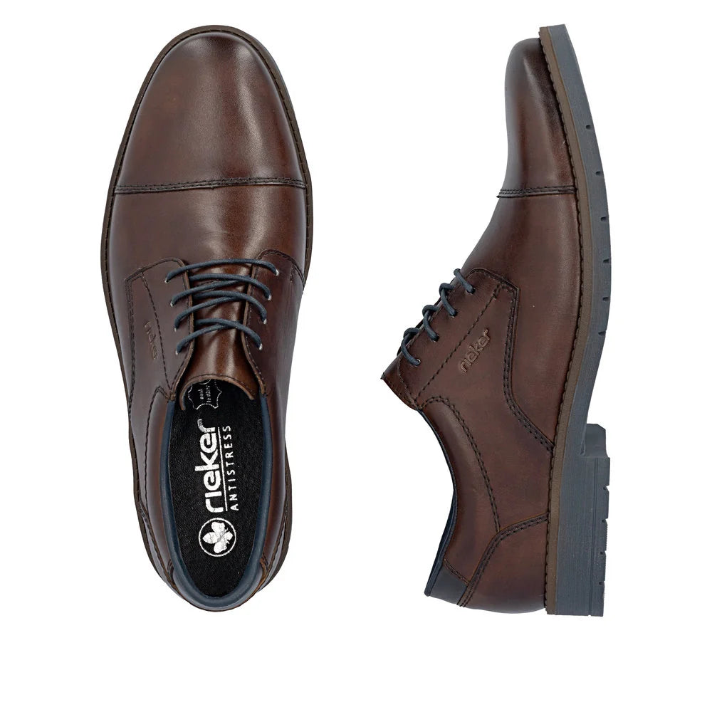Rieker 13901 BROWN  Wide Fitting Lace Up Toe Cap Shoe 13901-25