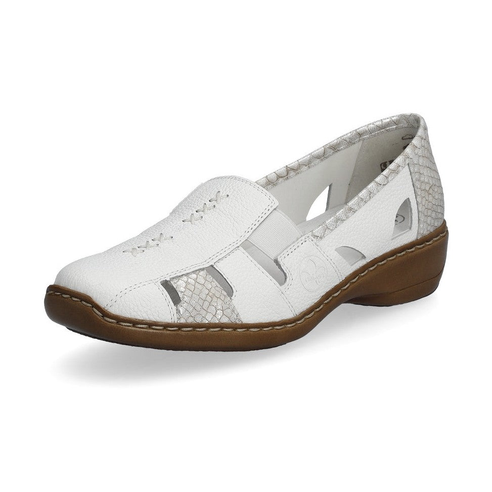 Rieker 41385 WHITE Leather Slip On Shoes 41385-80