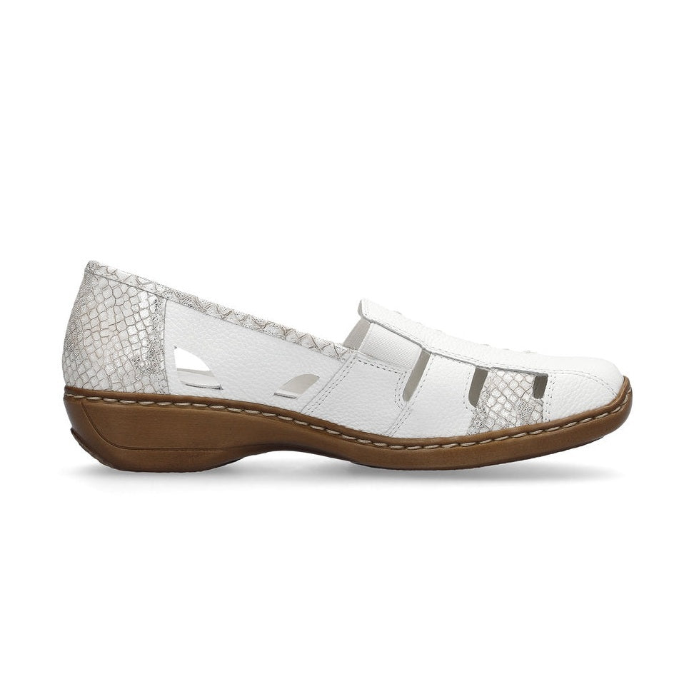 Rieker 41385 WHITE Leather Slip On Shoes 41385-80