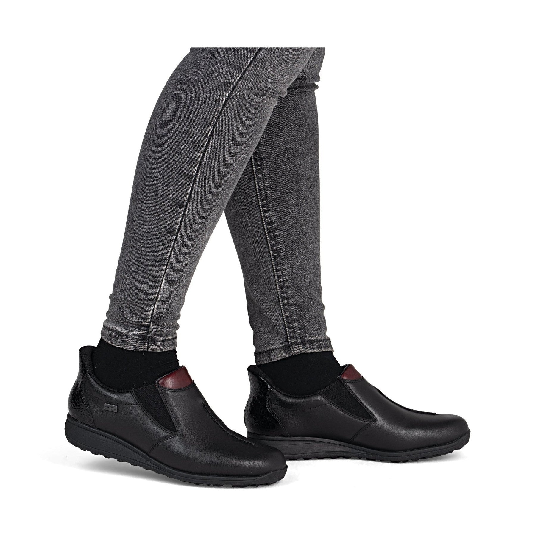 Rieker 47253 BLACK Soft Leather Waterproof High Fronted Shoe 47253-00