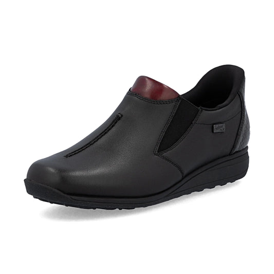 Rieker 47253 BLACK Soft Leather Waterproof High Fronted Shoe 47253-00