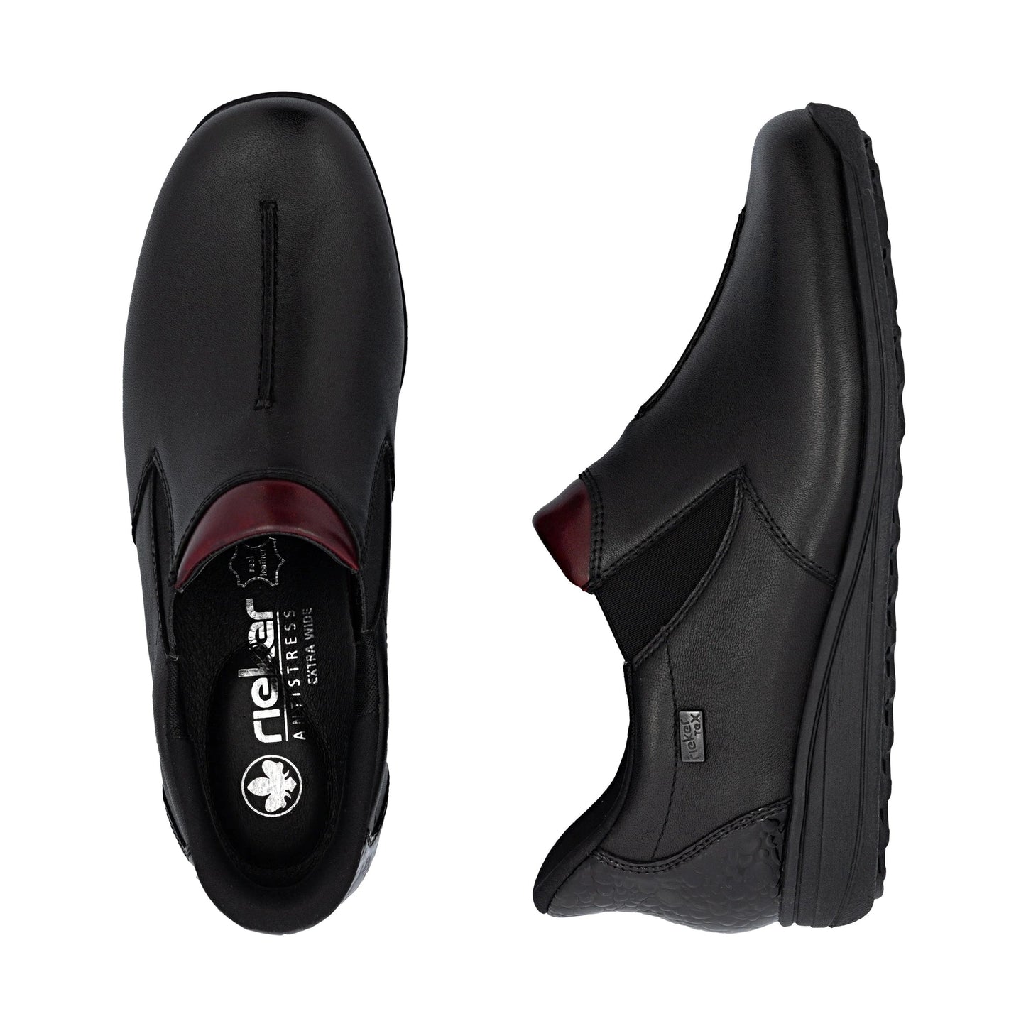Rieker 47253 BLACK Soft Leather Waterproof High Fronted Shoe 47253-00